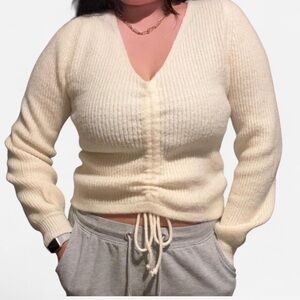 Forever 21 Cream V-Neck Sweater